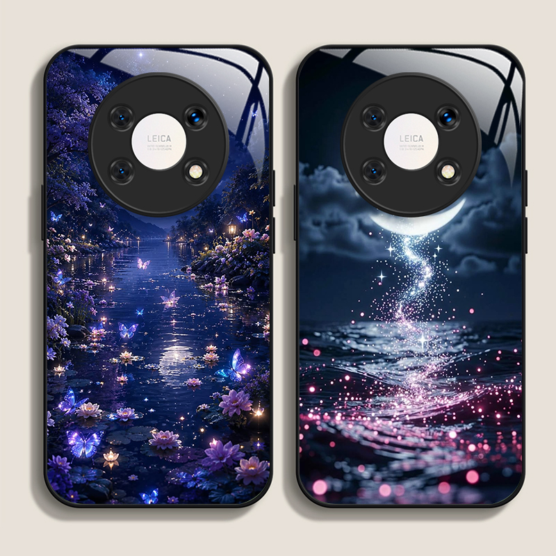 Huawei Mate 60 - Esthetisch Nachtmaan Landschap Patroon Gehard Glas