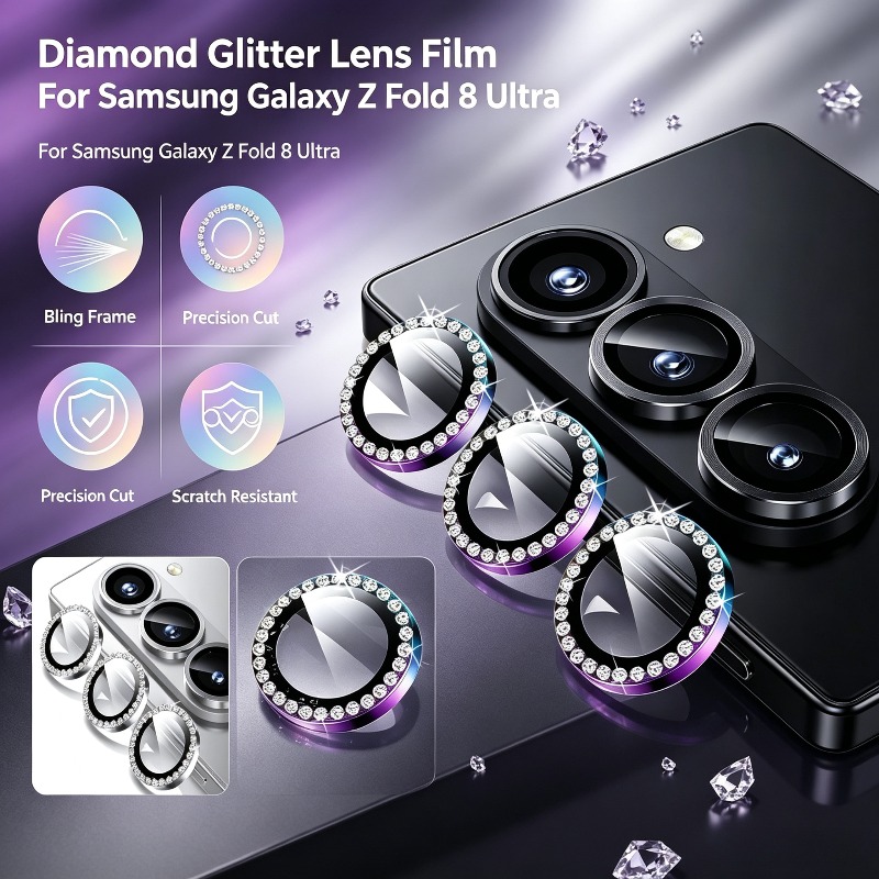 Tempered Glass Screen 9H - 3D Rhinestone Sparkling 9H Lens Gehard